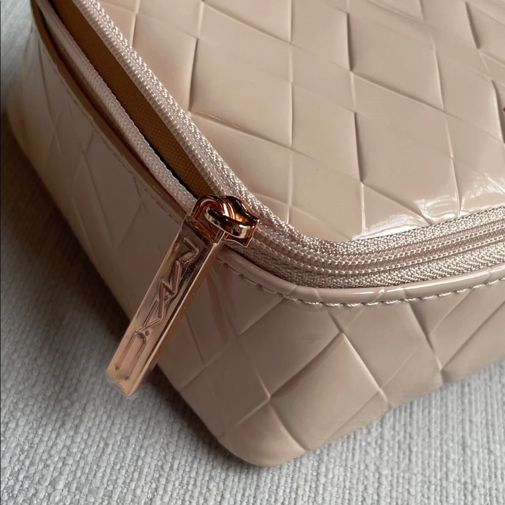 MAC Cosmetics Blush Beige Quilted Patent Cosmetic Bag travel case - Brand New